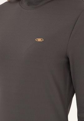 Kadın Antrasit Yırtmaçlı Dik Yaka Midi Boy Örme Elbise - 50297367031