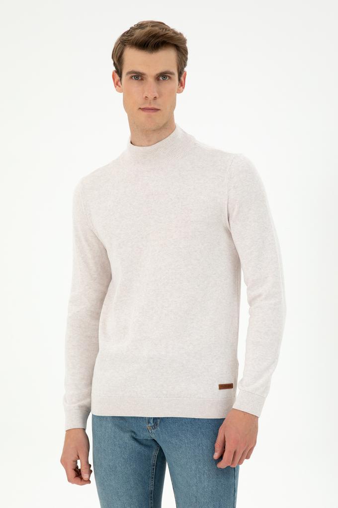 Erkek Slim Fit Yarım Balıkçı Yaka Taş Melanj Basic Kazak