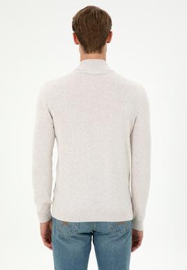 Erkek Slim Fit Yarım Balıkçı Yaka Taş Melanj Basic Kazak - 50294771033