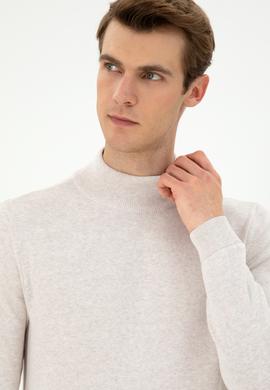 Erkek Slim Fit Yarım Balıkçı Yaka Taş Melanj Basic Kazak - 50294771033