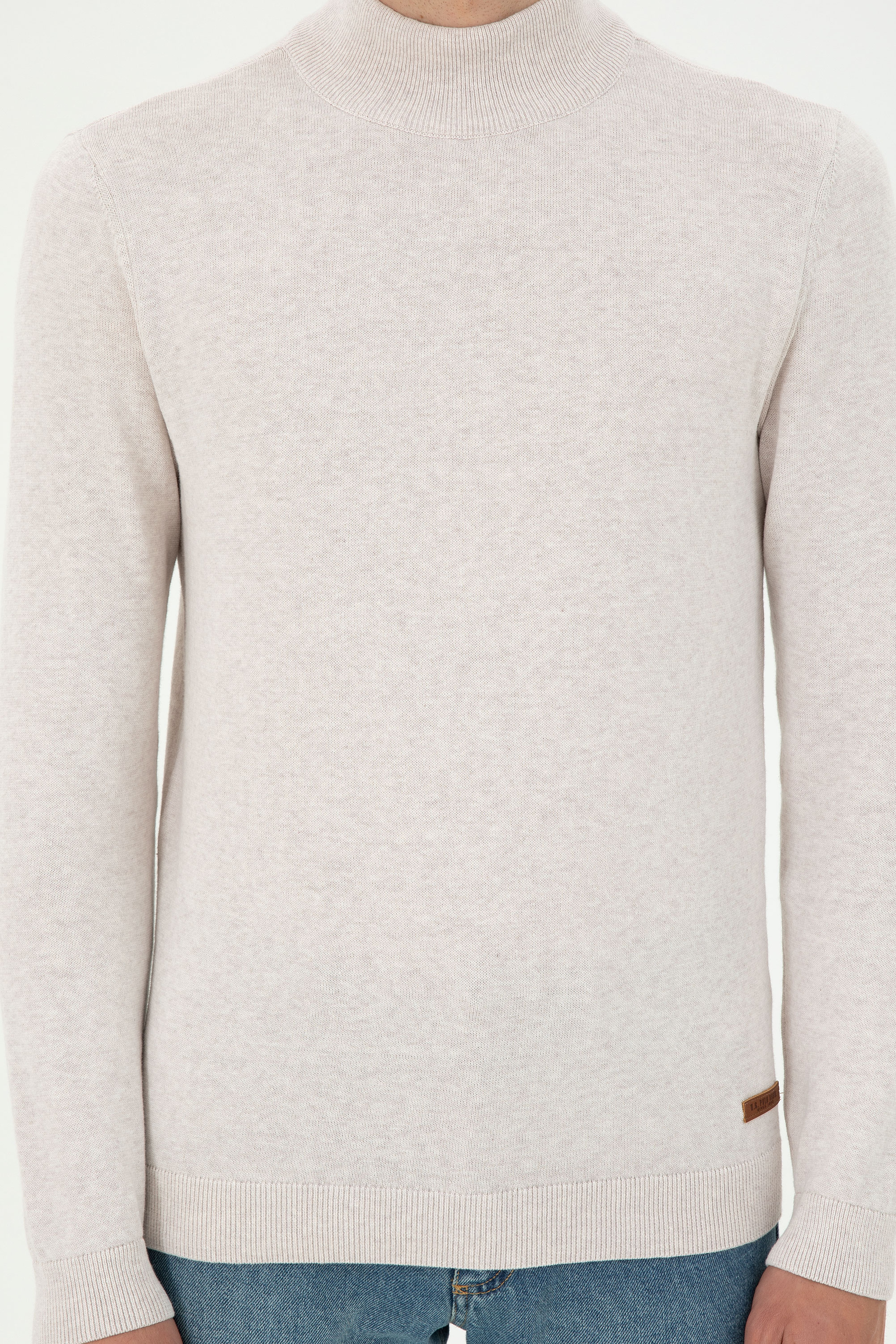 Erkek Slim Fit Yarım Balıkçı Yaka Taş Melanj Basic Kazak - Image 6