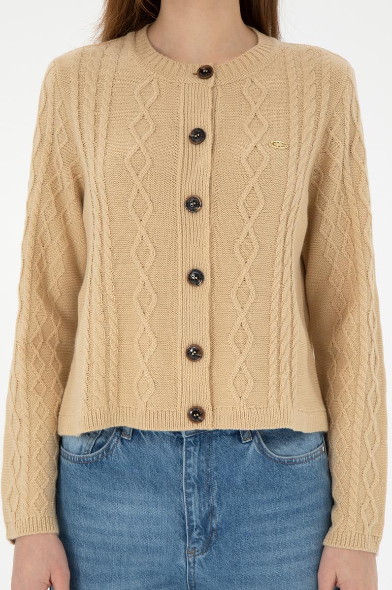 Kadın Kum Triko Hırka