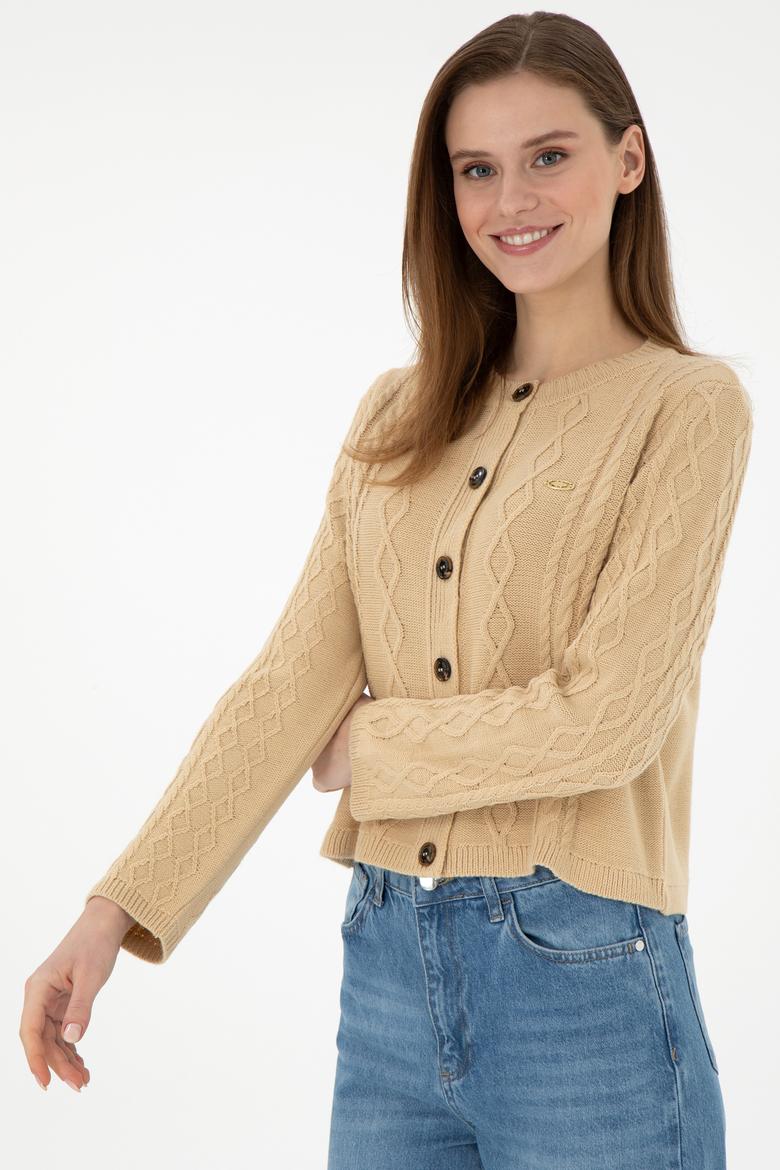 Kadın Kum Triko Hırka - 50297097017