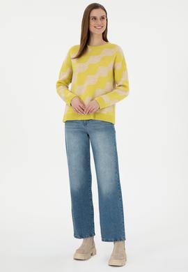 Kadın Fıstık Yeşili Bisiklet Yaka Kazak - 50293119014