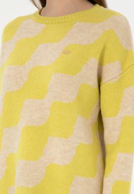 Kadın Fıstık Yeşili Bisiklet Yaka Kazak - 50293119014