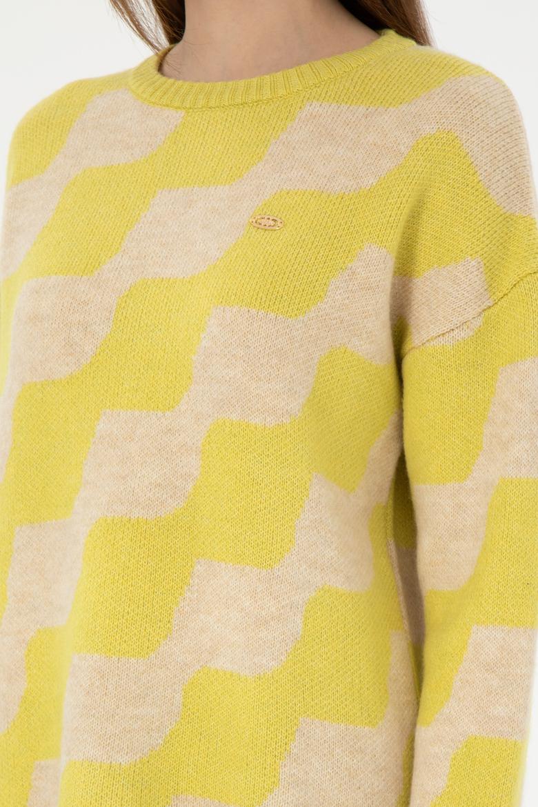 Kadın Fıstık Yeşili Bisiklet Yaka Kazak - 50293119014