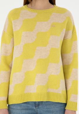 Kadın Fıstık Yeşili Bisiklet Yaka Kazak - 50293119014