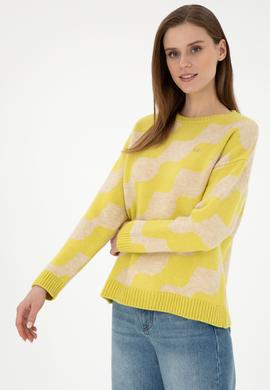 Kadın Fıstık Yeşili Bisiklet Yaka Kazak - 50293119014