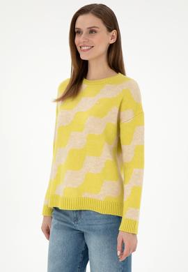 Kadın Fıstık Yeşili Bisiklet Yaka Kazak - 50293119014