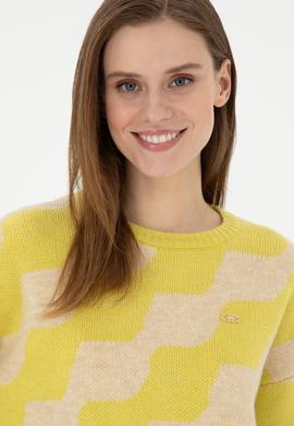 Kadın Fıstık Yeşili Bisiklet Yaka Kazak - 50293119014