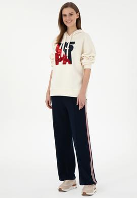 Kadın Krem Kapüşonlu Sweatshirt - 50292353012