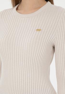 Kadın Krem Bisiklet Yaka Kazak - 50297099014