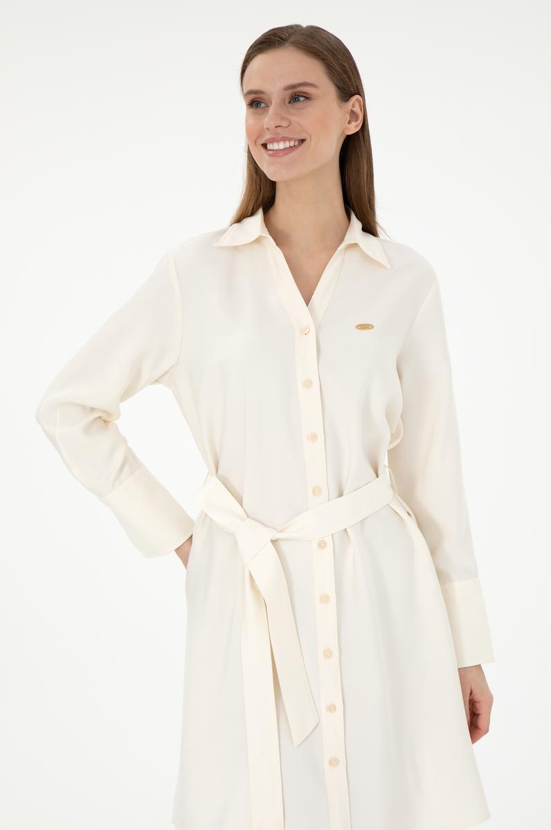 Kadın Krem Mini Boy Dokuma Elbise