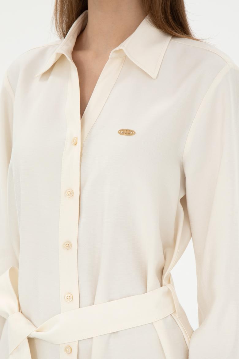 Kadın Krem Mini Boy Dokuma Elbise - 50297327004