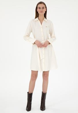 Kadın Krem Mini Boy Dokuma Elbise - 50297327004