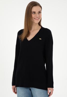 Kadın Lacivert V Yaka Kazak - 50297120003