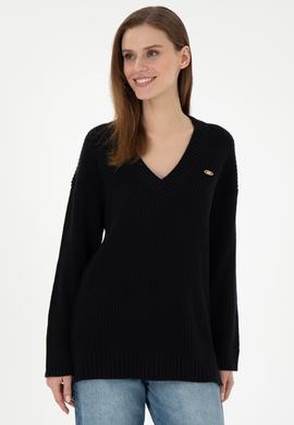 Kadın Lacivert V Yaka Kazak - 50297120003