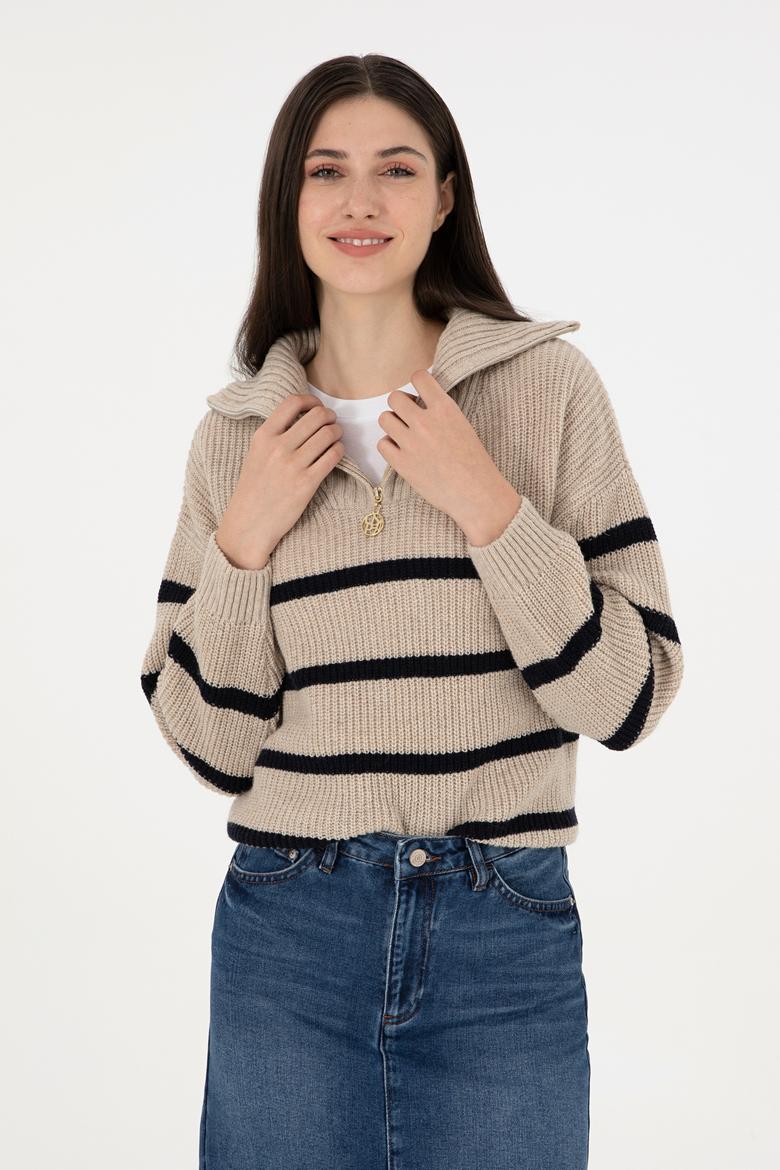 Kadın Taş V Yaka Kazak - 50297407003