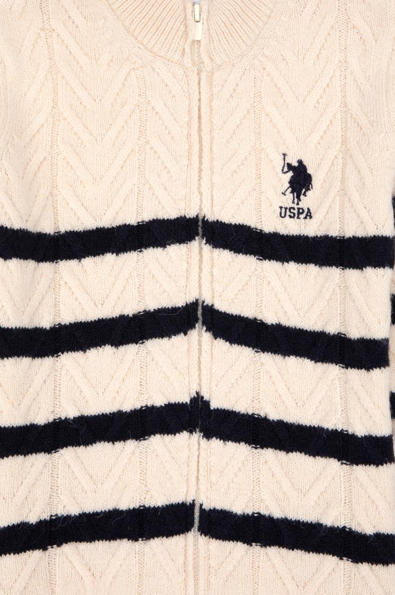 Erkek Çocuk Fermuarlı Krem Triko Hırka