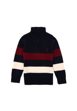 Erkek Çocuk Yarım Fermuarlı Lacivert Triko Kazak - 50295517004