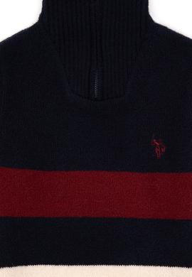 Erkek Çocuk Yarım Fermuarlı Lacivert Triko Kazak - 50295517004