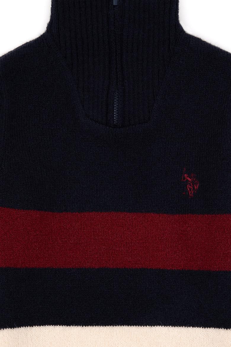 Erkek Çocuk Yarım Fermuarlı Lacivert Triko Kazak - 50295517004