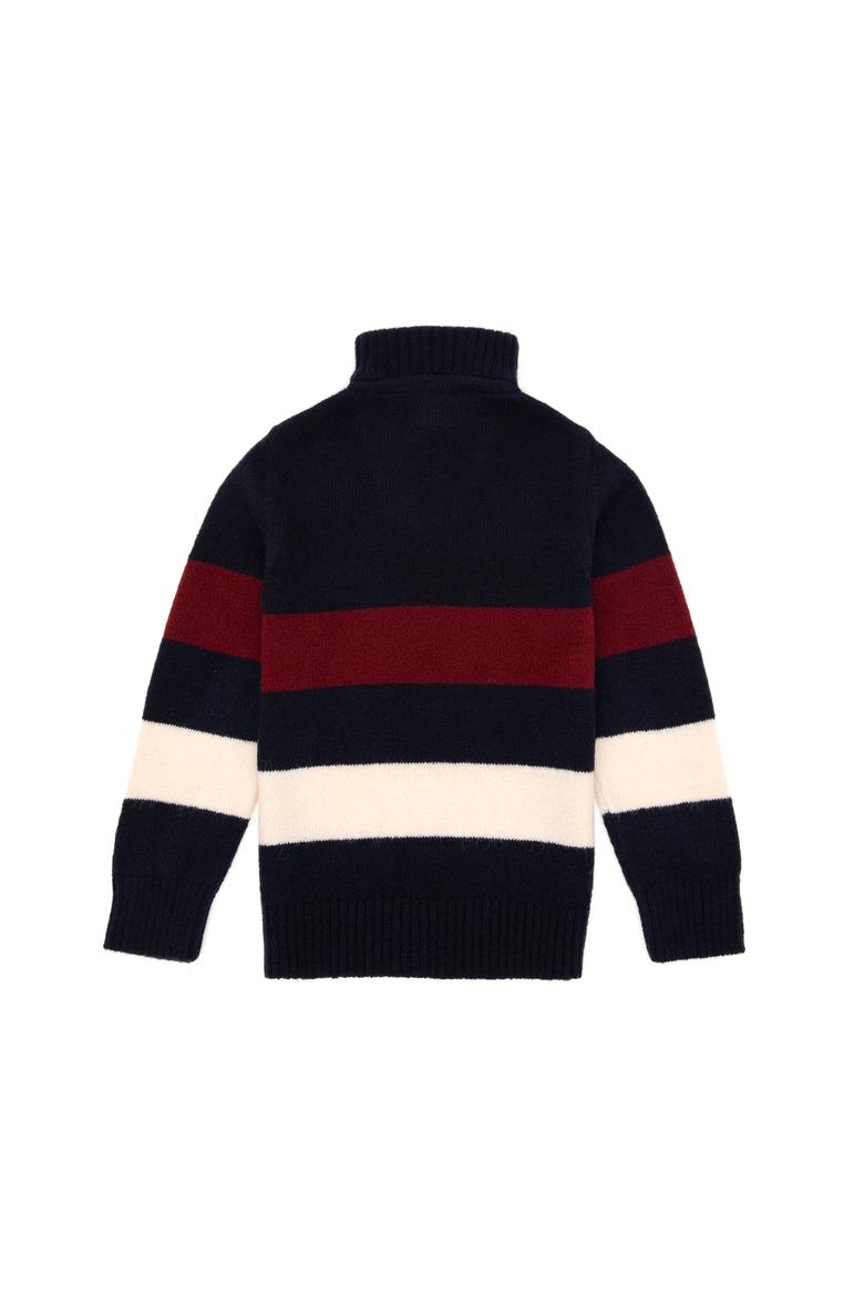 Erkek Çocuk Yarım Fermuarlı Lacivert Triko Kazak - 50295517004