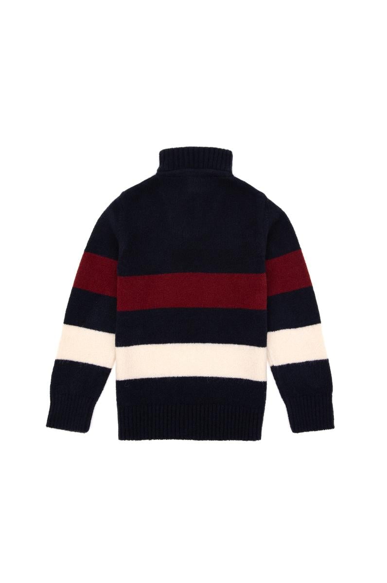 Erkek Çocuk Yarım Fermuarlı Lacivert Triko Kazak