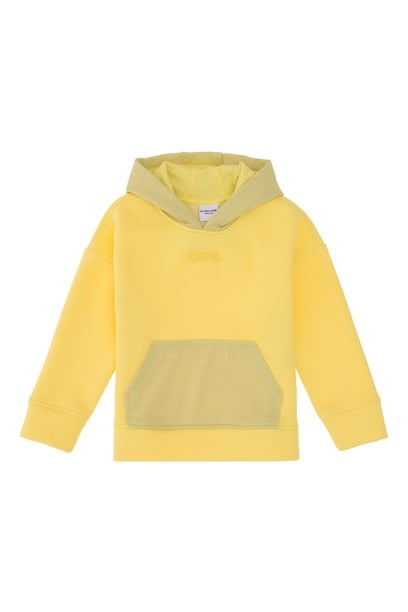 Kız Çocuk Sarı Kapüşonlu Sweatshirt