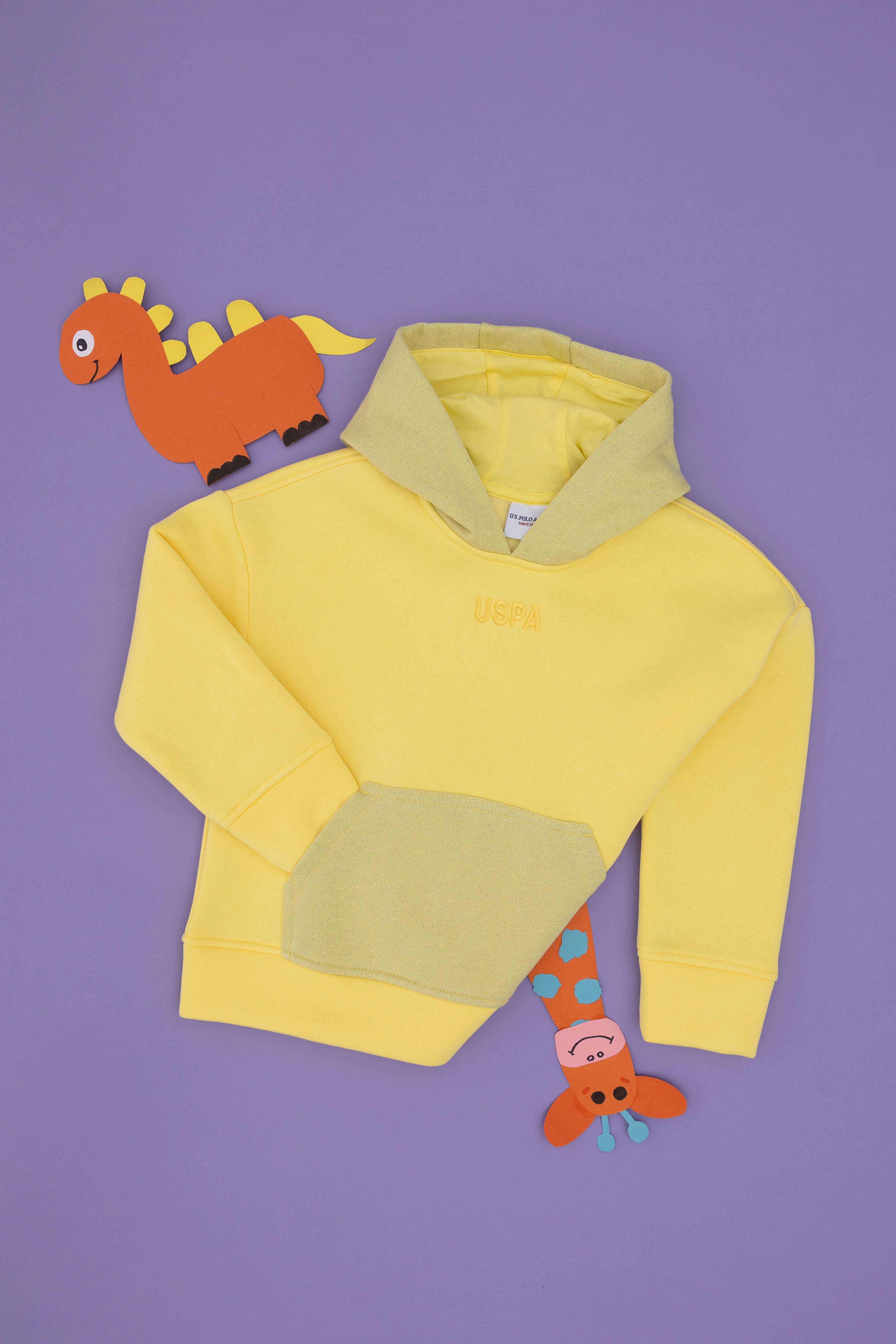 Kız Çocuk Sarı Kapüşonlu Sweatshirt - Image 1