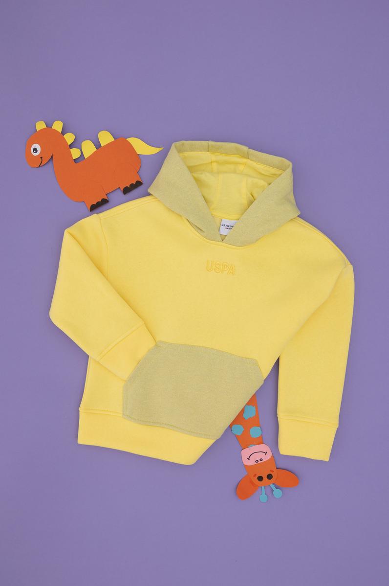 Kız Çocuk Sarı Kapüşonlu Sweatshirt