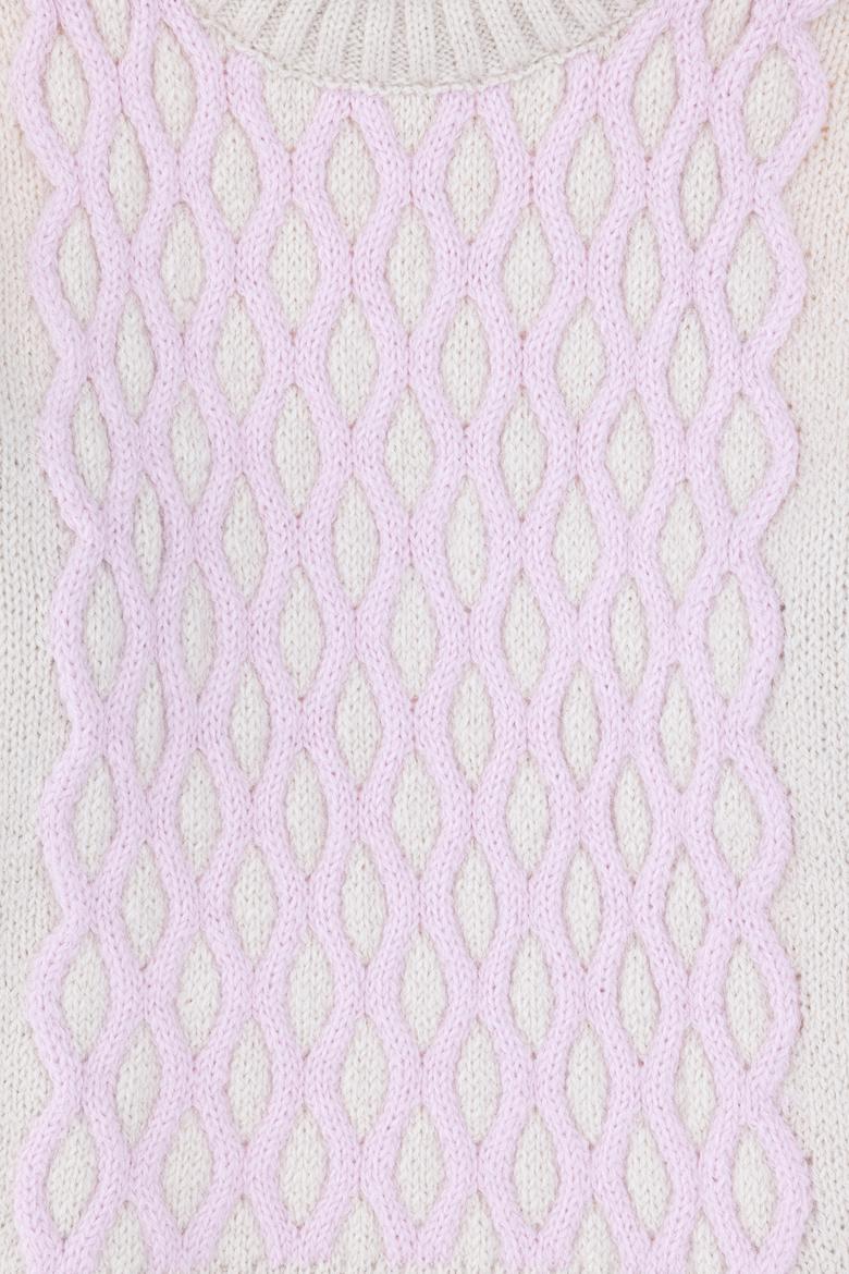 Kız Çocuk Krem Bisiklet Yaka Kazak - 50293126019