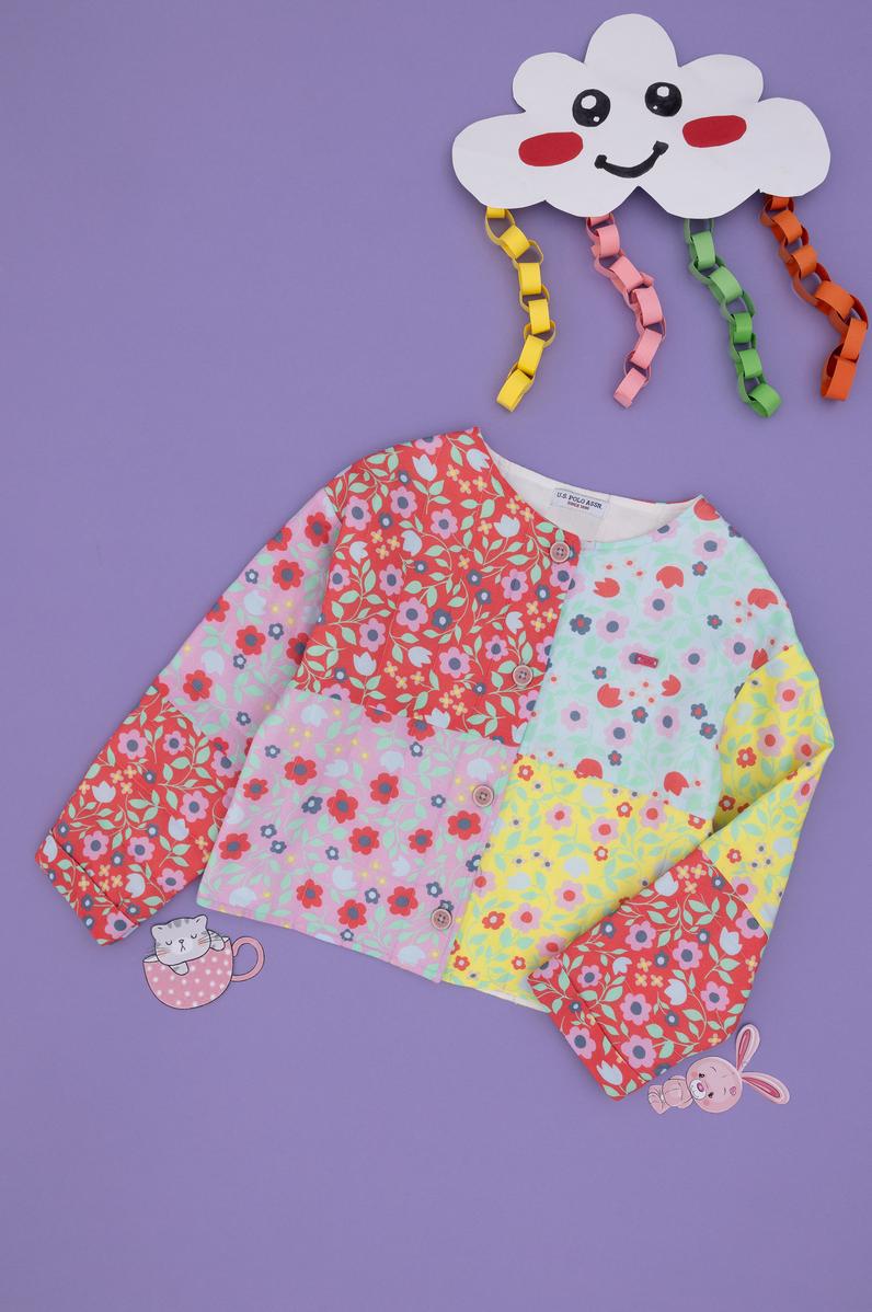 Kız Çocuk Nar Çiçeği Uzun Kollu Gömlek