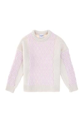 Kız Çocuk Krem Bisiklet Yaka Kazak - 50293126019