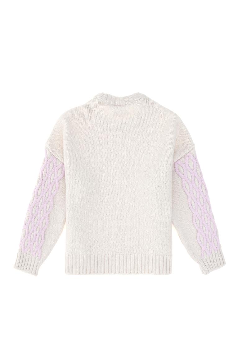 Kız Çocuk Krem Bisiklet Yaka Kazak - 50293126019