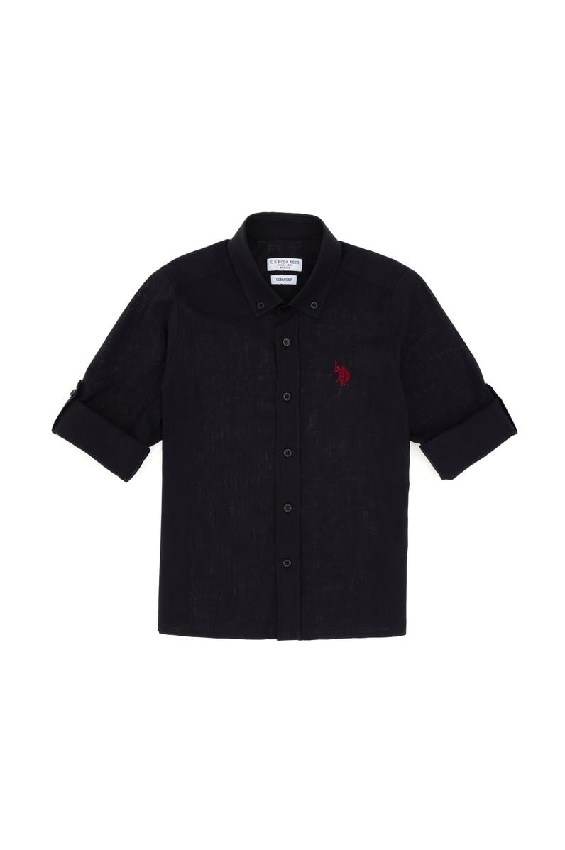 Erkek Çocuk Siyah Uzun Kollu Basic Gömlek