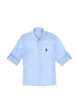 Erkek Çocuk Açık Mavi Uzun Kollu Basic Gömlek - 50306583109