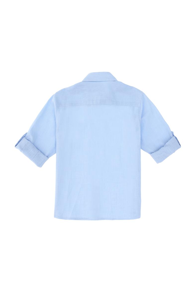 Erkek Çocuk Açık Mavi Uzun Kollu Basic Gömlek - 50306583109
