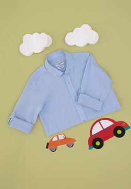 Erkek Çocuk Açık Mavi Uzun Kollu Basic Gömlek - 50306583109