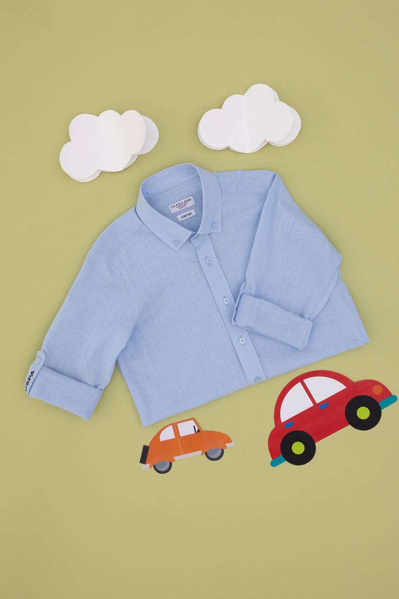 Erkek Çocuk Açık Mavi Uzun Kollu Basic Gömlek - 50306583109