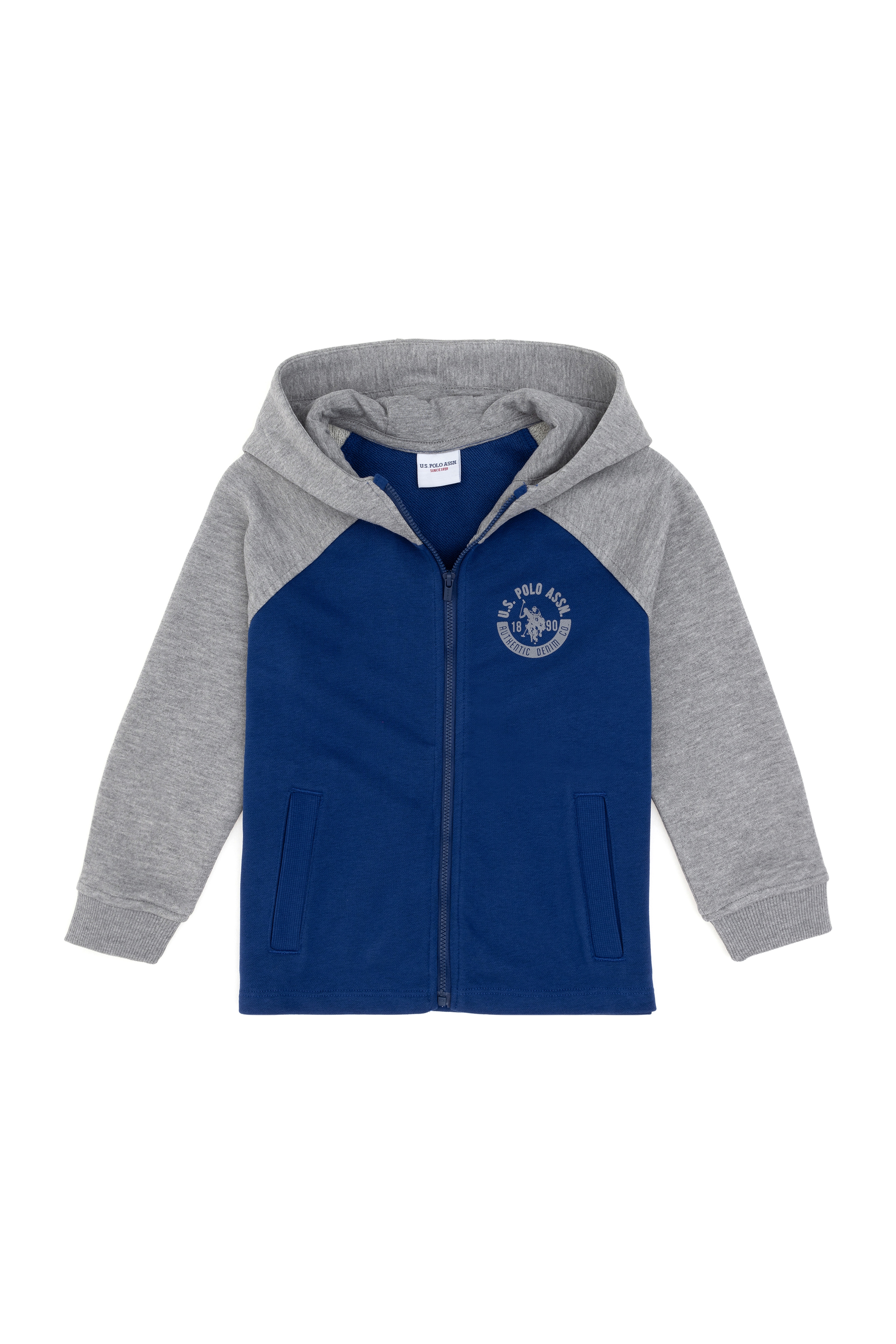 Erkek Çocuk Fermuarlı Kapüşonlu İndigo Sweatshirt