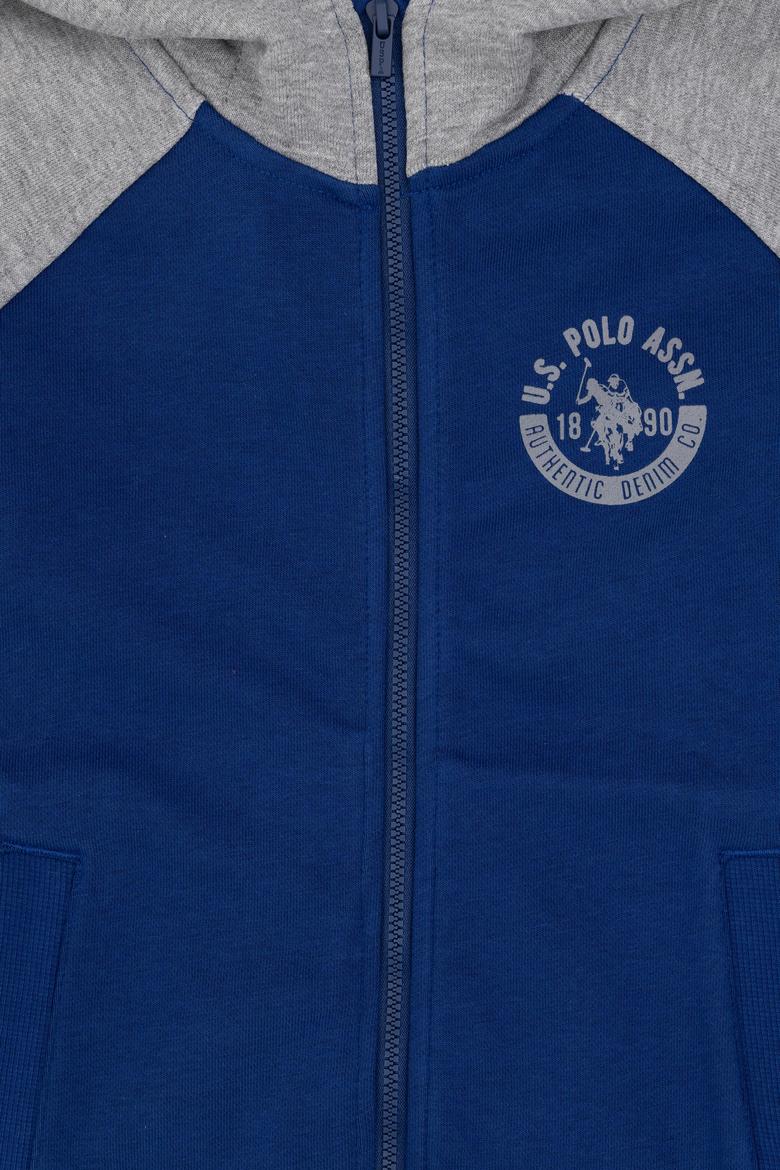 Erkek Çocuk Fermuarlı Kapüşonlu İndigo Sweatshirt - 50293498001