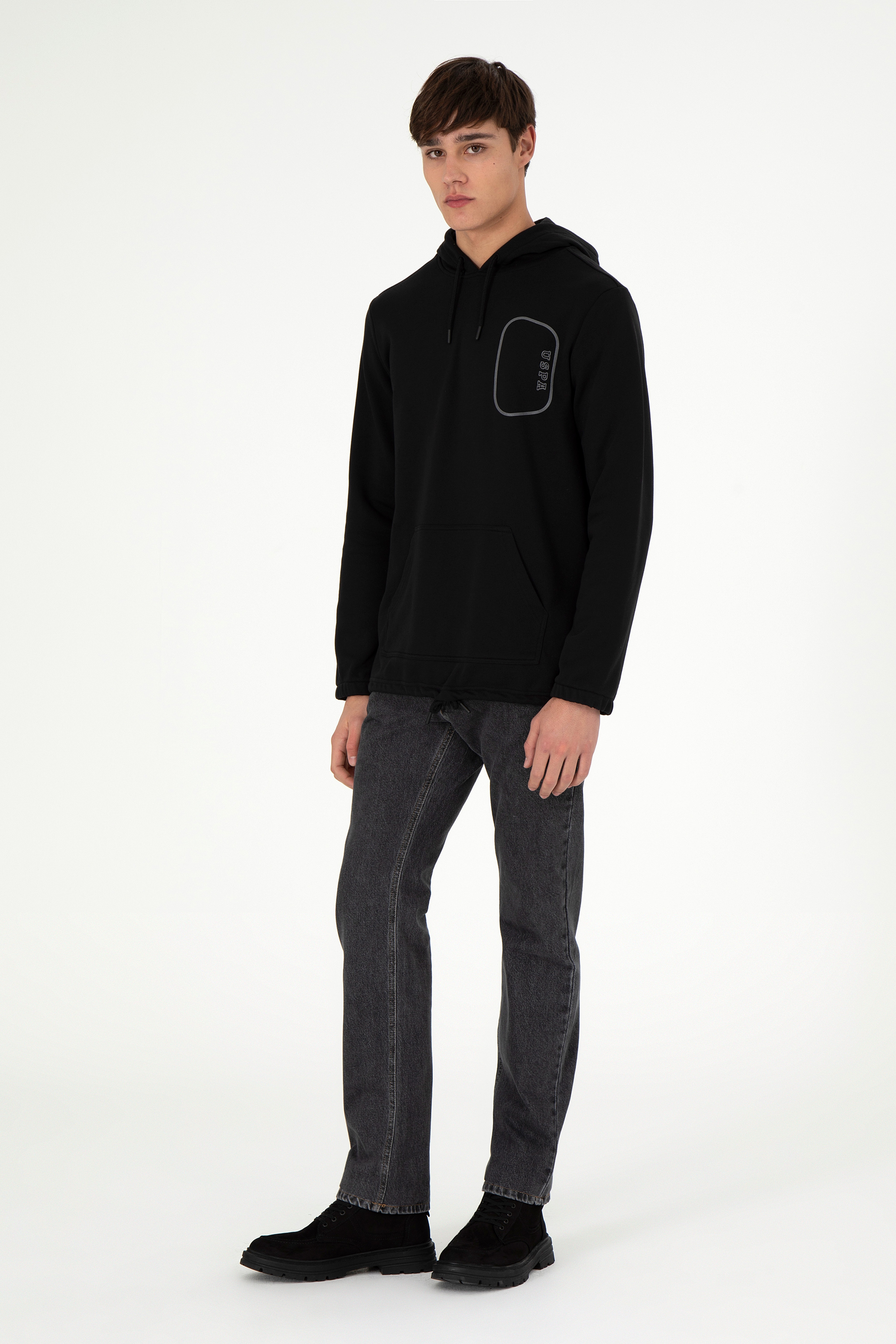 Erkek Siyah Sweatshirt - Image 4