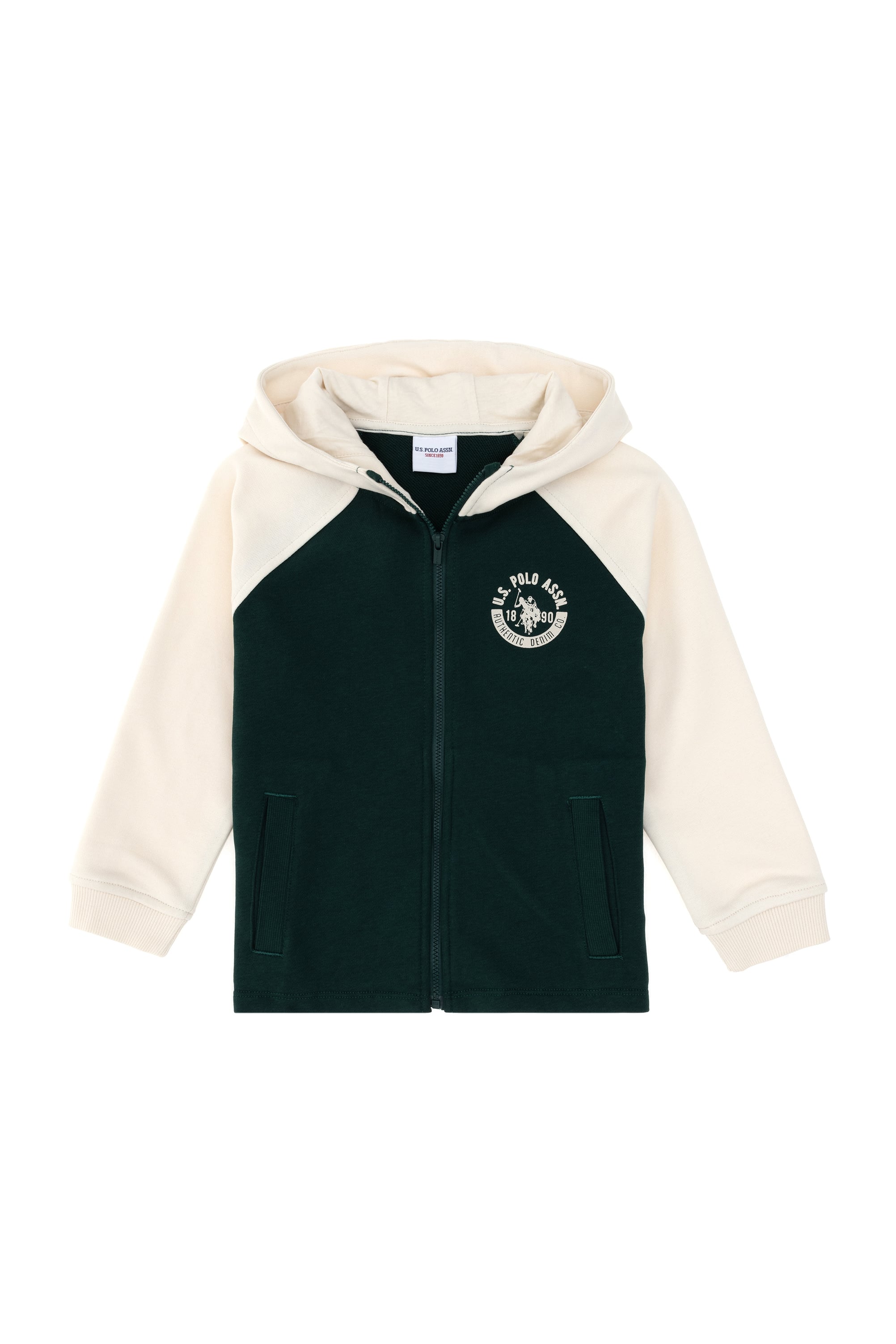 Erkek Çocuk Fermuarlı Kapüşonlu Koyu Yeşil Sweatshirt