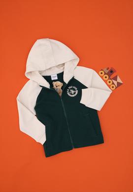 Erkek Çocuk Fermuarlı Kapüşonlu Koyu Yeşil Sweatshirt - 50293498018