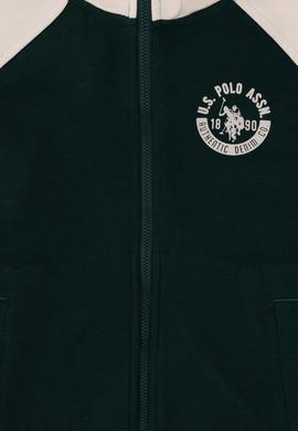 Erkek Çocuk Fermuarlı Kapüşonlu Koyu Yeşil Sweatshirt - 50293498018