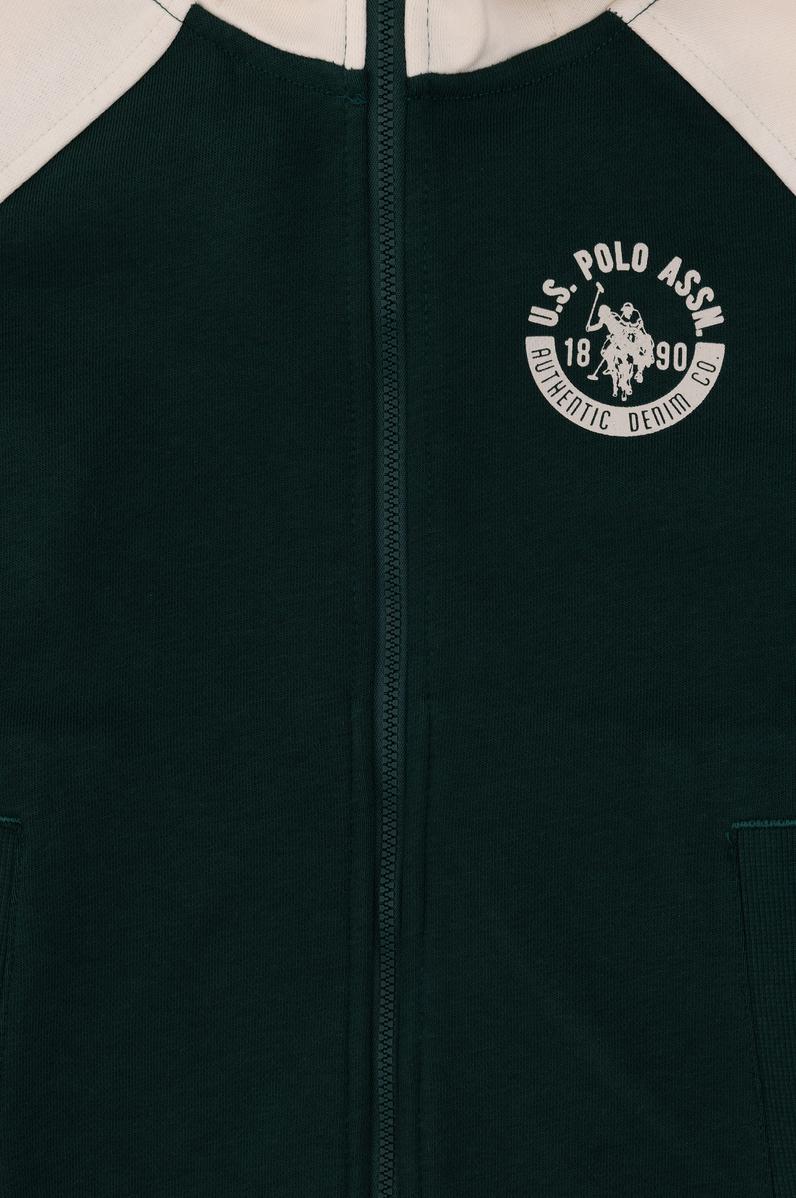 Erkek Çocuk Fermuarlı Kapüşonlu Koyu Yeşil Sweatshirt