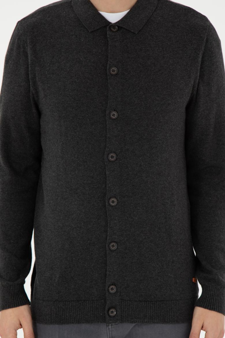 Erkek Antrasit Melanj Triko Hırka - 50297074015