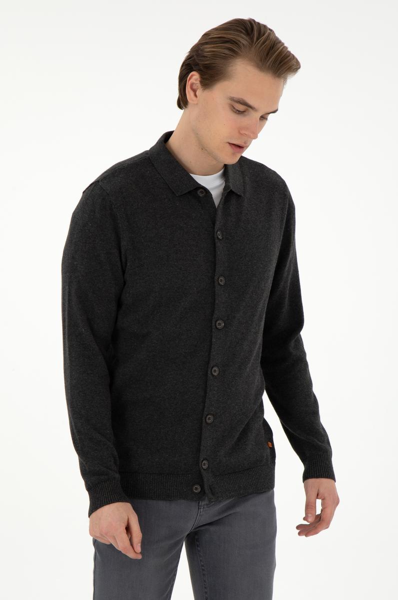 Erkek Antrasit Melanj Triko Hırka