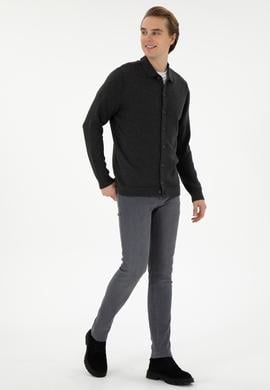 Erkek Antrasit Melanj Triko Hırka - 50297074015